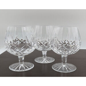 3 Waterford Crystal Lismore Brandy Balloon Snifter Glasses 5 1/4" Old Mark Vtg